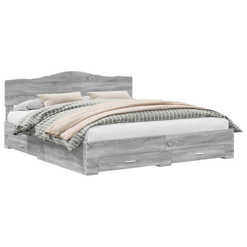 Casa si Gradina - Mobilier - Paturi si accesorii - Paturi - Cadru de pat cu headboard Gri Sonoma 180 x 200 cm Lemn compozit - Infinity.ro