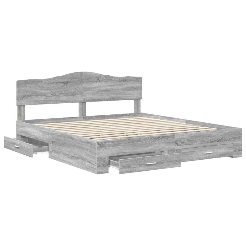 Casa si Gradina - Mobilier - Paturi si accesorii - Paturi - Cadru de pat cu headboard Gri Sonoma 180 x 200 cm Lemn compozit - Infinity.ro