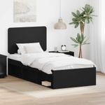 Casa si Gradina - Mobilier - Paturi si accesorii - Paturi - Cadru de pat cu headboard Negru 100 x 200 cm Lemn de pin masiv - Infinity.ro