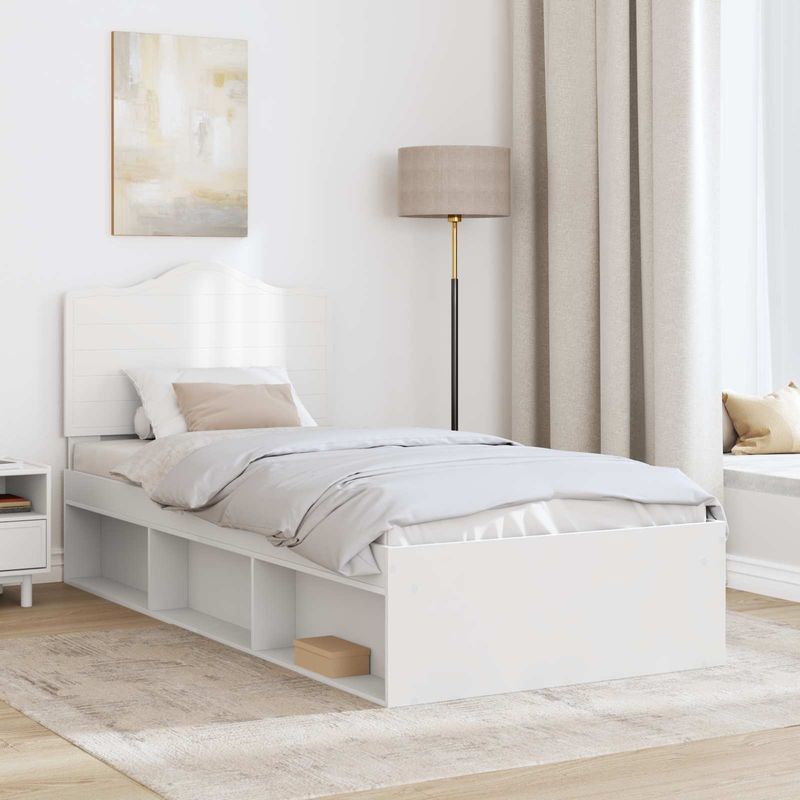 Casa si Gradina - Mobilier - Paturi si accesorii - Paturi - Cadru de pat cu headboard Alb 100 x 200 cm Lemn de pin masiv - Infinity.ro