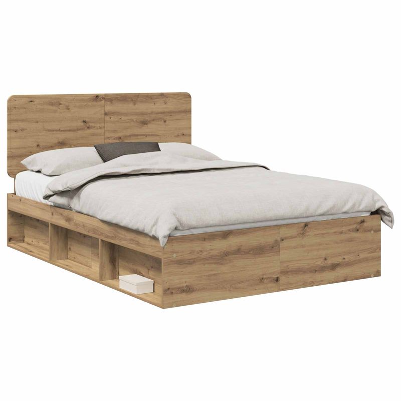 Casa si Gradina - Mobilier - Paturi si accesorii - Paturi - Cadru de pat Stejar artizanal 140 x 190 cm Lemn de pin masiv - Infinity.ro