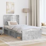 Casa si Gradina - Mobilier - Paturi si accesorii - Paturi - Cadru de pat cu headboard Beton 90 x 200 cm Lemn de pin masiv - Infinity.ro