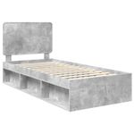 Casa si Gradina - Mobilier - Paturi si accesorii - Paturi - Cadru de pat cu headboard Beton 90 x 200 cm Lemn de pin masiv - Infinity.ro