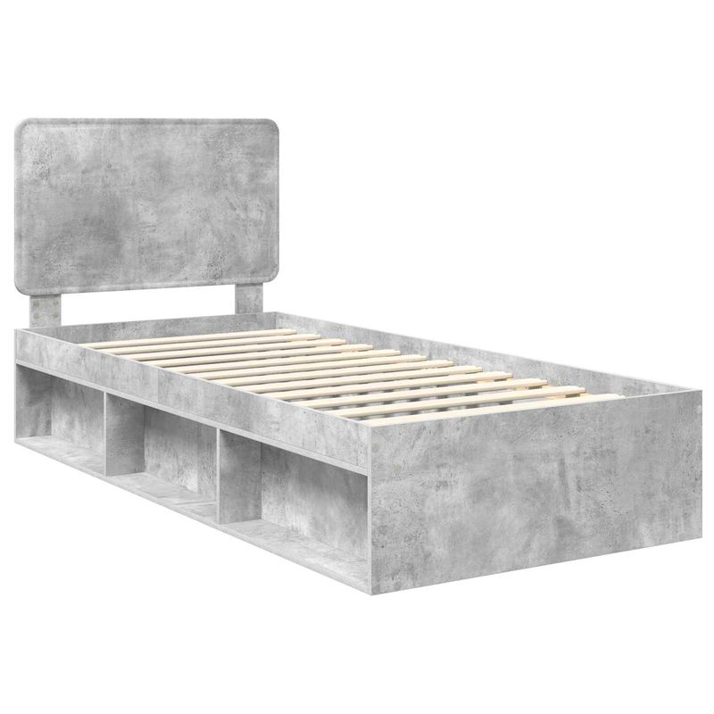 Casa si Gradina - Mobilier - Paturi si accesorii - Paturi - Cadru de pat cu headboard Beton 90 x 200 cm Lemn de pin masiv - Infinity.ro