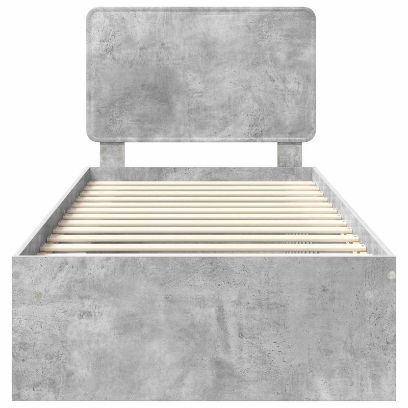 Casa si Gradina - Mobilier - Paturi si accesorii - Paturi - Cadru de pat cu headboard Beton 90 x 200 cm Lemn de pin masiv - Infinity.ro