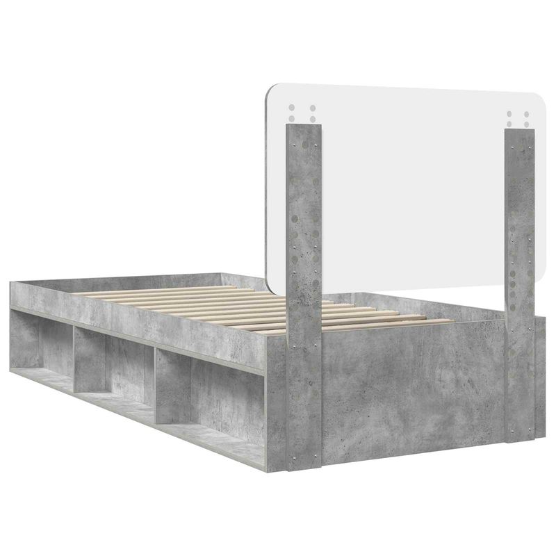 Casa si Gradina - Mobilier - Paturi si accesorii - Paturi - Cadru de pat cu headboard Beton 90 x 200 cm Lemn de pin masiv - Infinity.ro