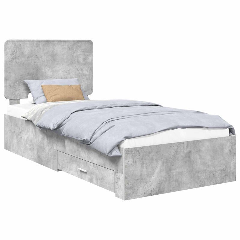 Casa si Gradina - Mobilier - Paturi si accesorii - Paturi - Cadru de pat cu sertar Gri din beton 90 x 200 cm Lemn compozit - Infinity.ro