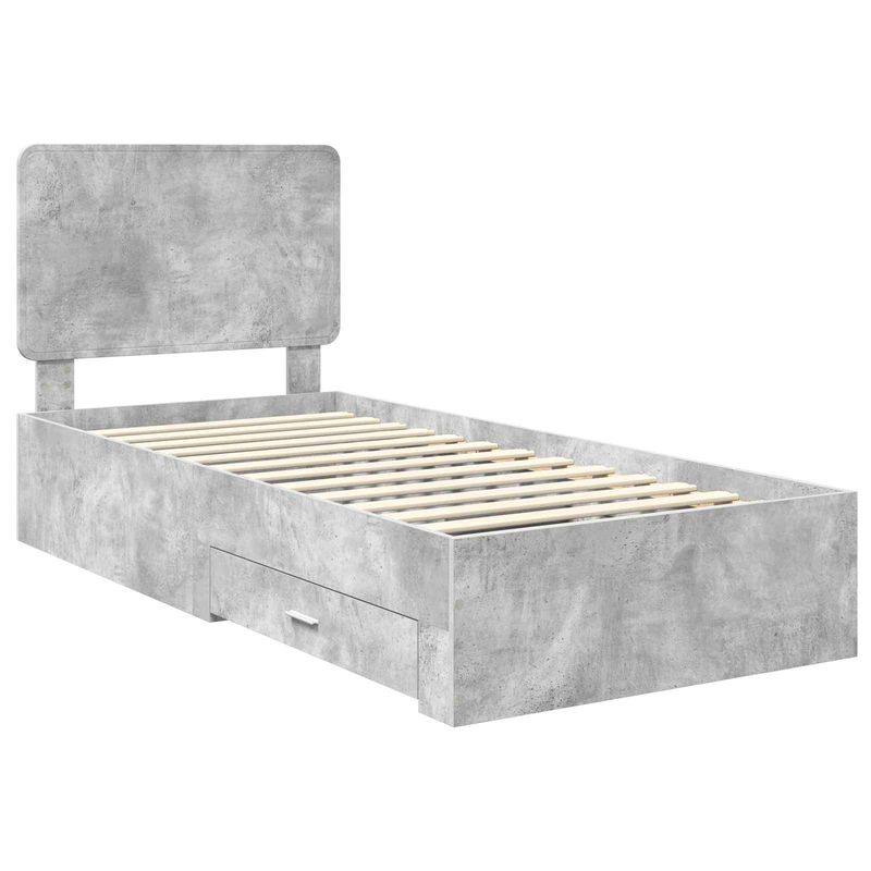 Casa si Gradina - Mobilier - Paturi si accesorii - Paturi - Cadru de pat cu sertar Gri din beton 90 x 200 cm Lemn compozit - Infinity.ro