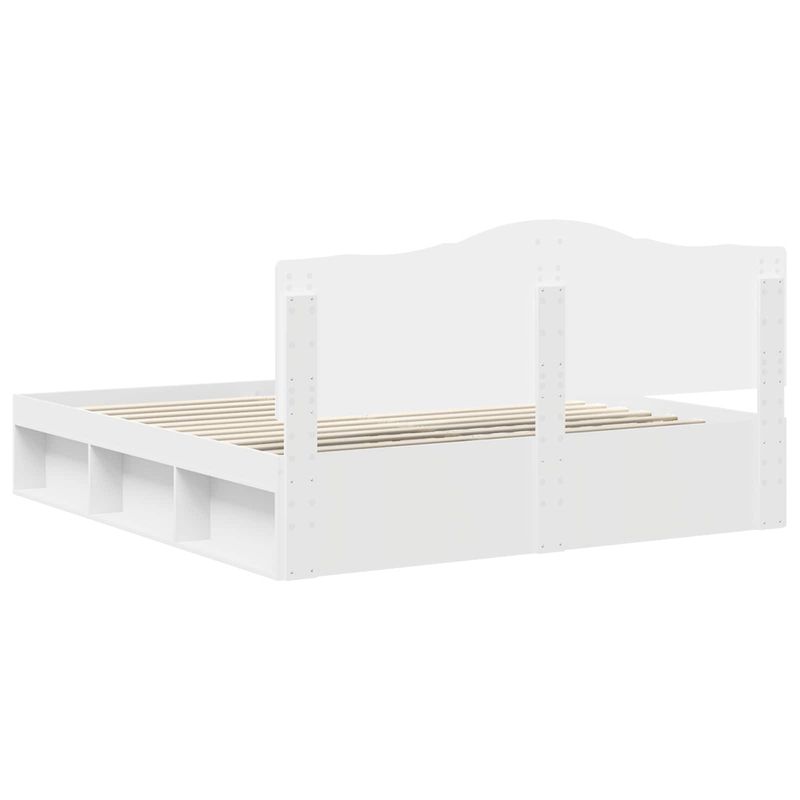 Casa si Gradina - Mobilier - Paturi si accesorii - Paturi - Cadru de pat cu headboard Alb 200 x 200 cm Lemn de pin masiv - Infinity.ro