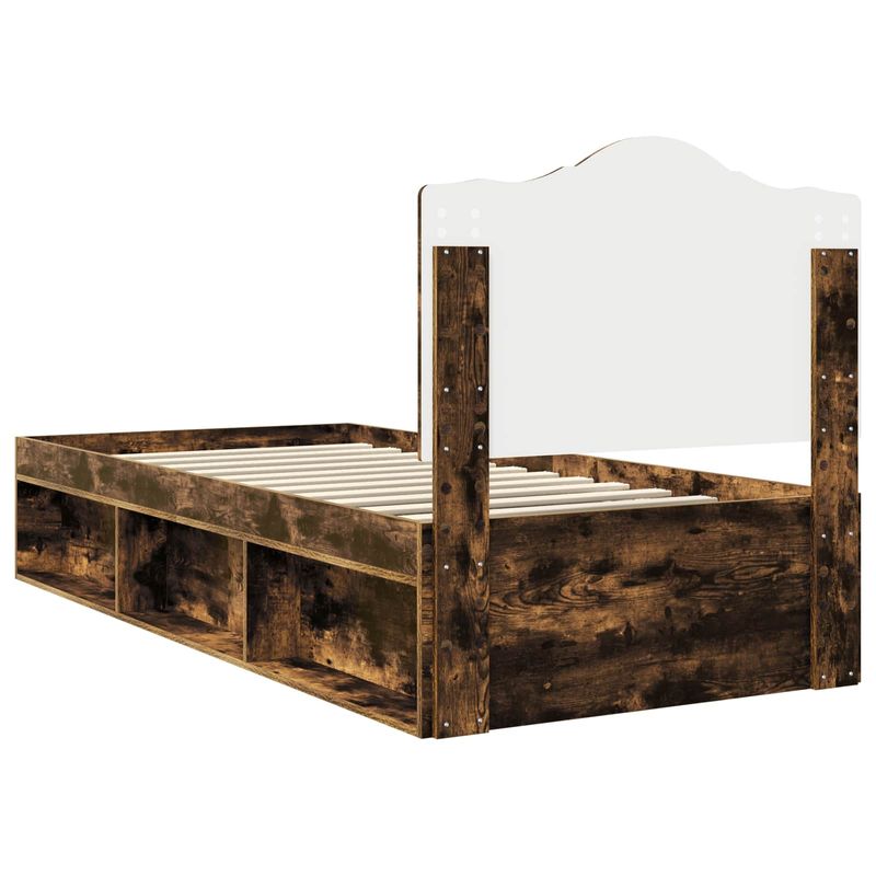 Casa si Gradina - Mobilier - Paturi si accesorii - Paturi - Cadru de pat Stejar fumuriu 90 x 190 cm Lemn de pin masiv - Infinity.ro