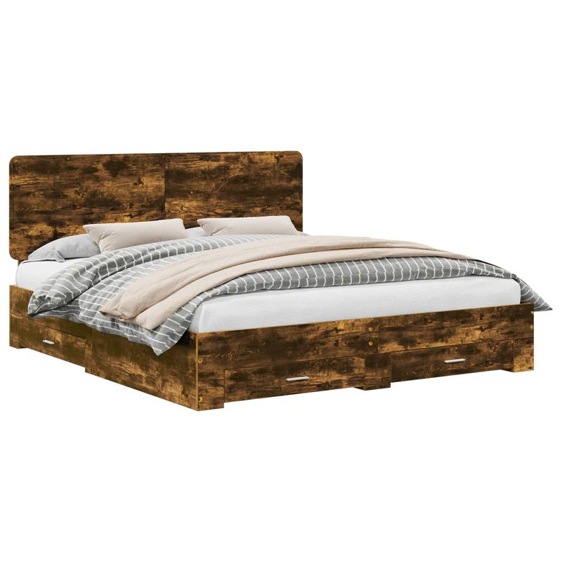 Casa si Gradina - Mobilier - Paturi si accesorii - Paturi - Cadru de pat Stejar fumuriu 180 x 200 cm Lemn compozit - Infinity.ro