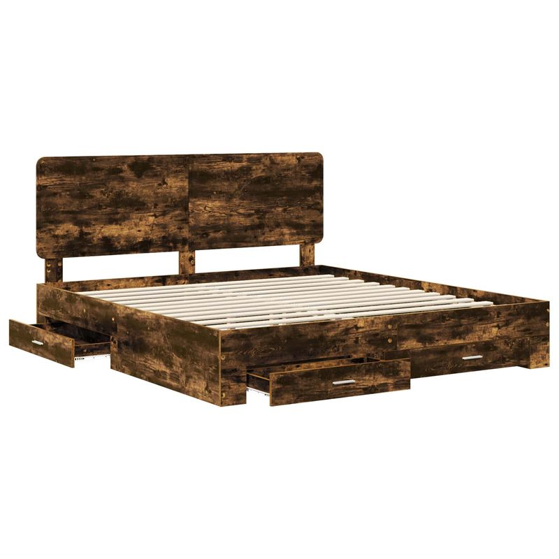 Casa si Gradina - Mobilier - Paturi si accesorii - Paturi - Cadru de pat Stejar fumuriu 180 x 200 cm Lemn compozit - Infinity.ro
