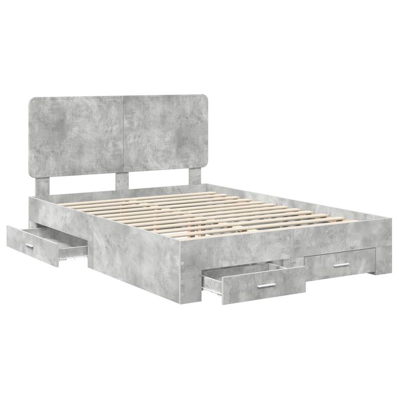 Casa si Gradina - Mobilier - Paturi si accesorii - Paturi - Cadru de pat cu sertar Gri din beton 160 x 200 cm Lemn compozit - Infinity.ro