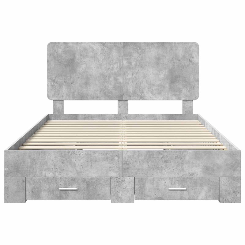 Casa si Gradina - Mobilier - Paturi si accesorii - Paturi - Cadru de pat cu sertar Gri din beton 160 x 200 cm Lemn compozit - Infinity.ro