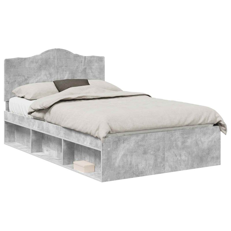 Casa si Gradina - Mobilier - Paturi si accesorii - Paturi - Cadru de pat cu headboard Beton 120 x 190 cm Lemn de pin masiv - Infinity.ro
