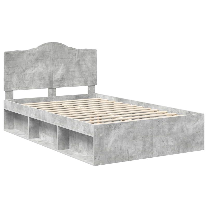 Casa si Gradina - Mobilier - Paturi si accesorii - Paturi - Cadru de pat cu headboard Beton 120 x 190 cm Lemn de pin masiv - Infinity.ro