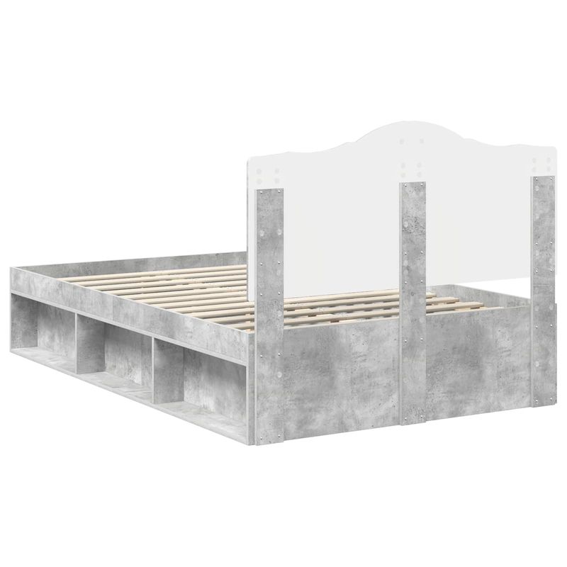 Casa si Gradina - Mobilier - Paturi si accesorii - Paturi - Cadru de pat cu headboard Beton 120 x 190 cm Lemn de pin masiv - Infinity.ro
