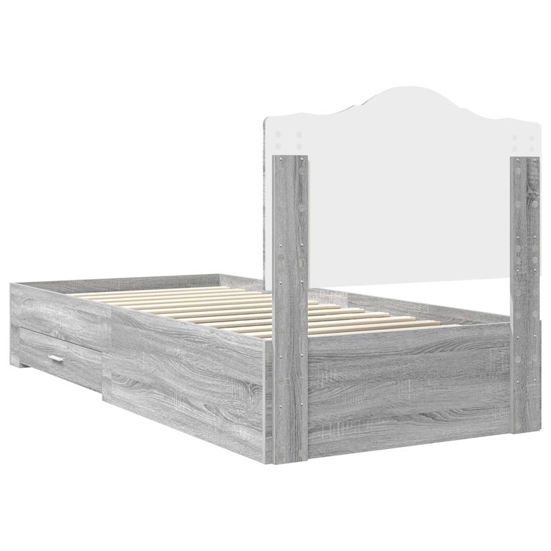 Casa si Gradina - Mobilier - Paturi si accesorii - Paturi - Cadru de pat cu headboard Gri Sonoma 90 x 190 cm Lemn compozit - Infinity.ro