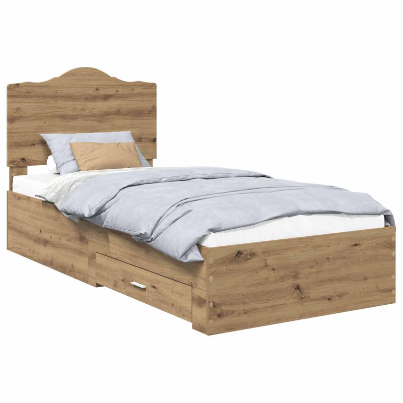 Casa si Gradina - Mobilier - Paturi si accesorii - Paturi - Cadru de pat Stejar Artizanal 100 x 200 cm Lemn compozit - Infinity.ro