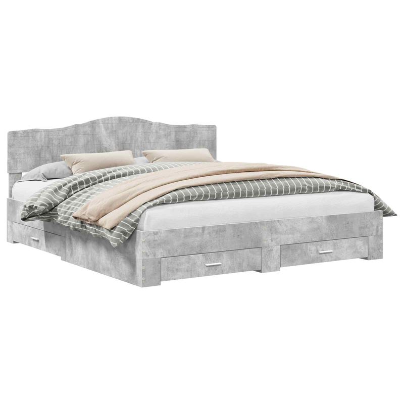 Casa si Gradina - Mobilier - Paturi si accesorii - Paturi - Cadru de pat cu sertar Gri din beton 180 x 200 cm Lemn compozit - Infinity.ro