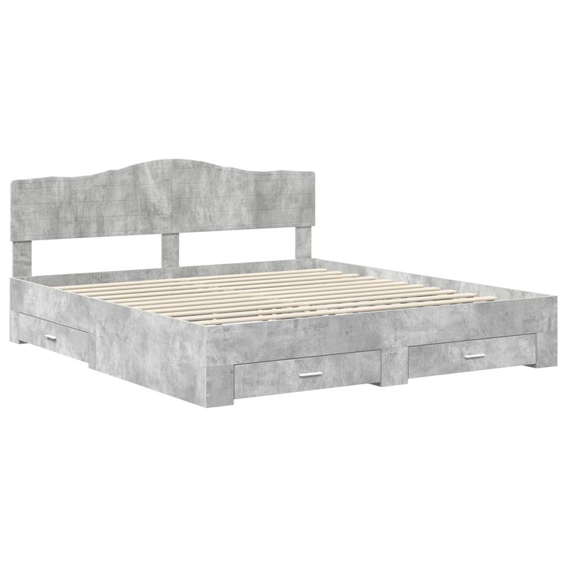 Casa si Gradina - Mobilier - Paturi si accesorii - Paturi - Cadru de pat cu sertar Gri din beton 180 x 200 cm Lemn compozit - Infinity.ro