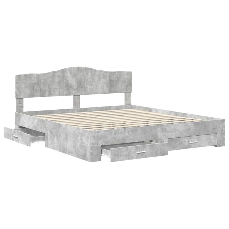Casa si Gradina - Mobilier - Paturi si accesorii - Paturi - Cadru de pat cu sertar Gri din beton 180 x 200 cm Lemn compozit - Infinity.ro