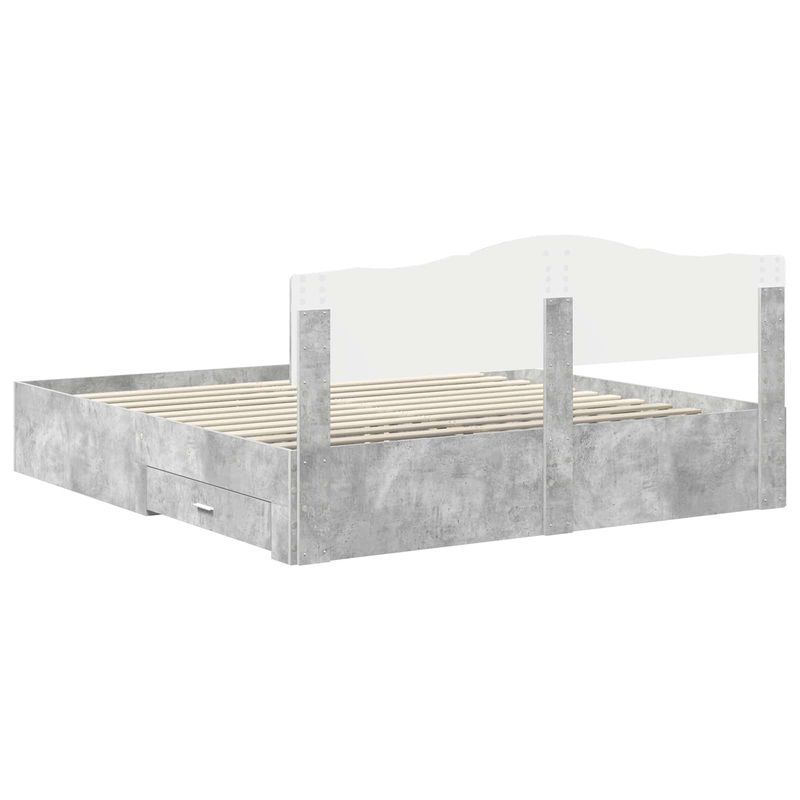 Casa si Gradina - Mobilier - Paturi si accesorii - Paturi - Cadru de pat cu sertar Gri din beton 180 x 200 cm Lemn compozit - Infinity.ro