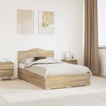 Casa si Gradina - Mobilier - Paturi si accesorii - Paturi - Cadru de pat cu sertar Stejar Sonoma 135 x 190 cm Lemn compozit - Infinity.ro