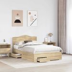 Casa si Gradina - Mobilier - Paturi si accesorii - Paturi - Cadru de pat cu sertar Stejar Sonoma 135 x 190 cm Lemn compozit - Infinity.ro