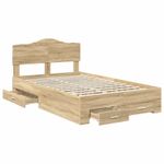 Casa si Gradina - Mobilier - Paturi si accesorii - Paturi - Cadru de pat cu sertar Stejar Sonoma 135 x 190 cm Lemn compozit - Infinity.ro
