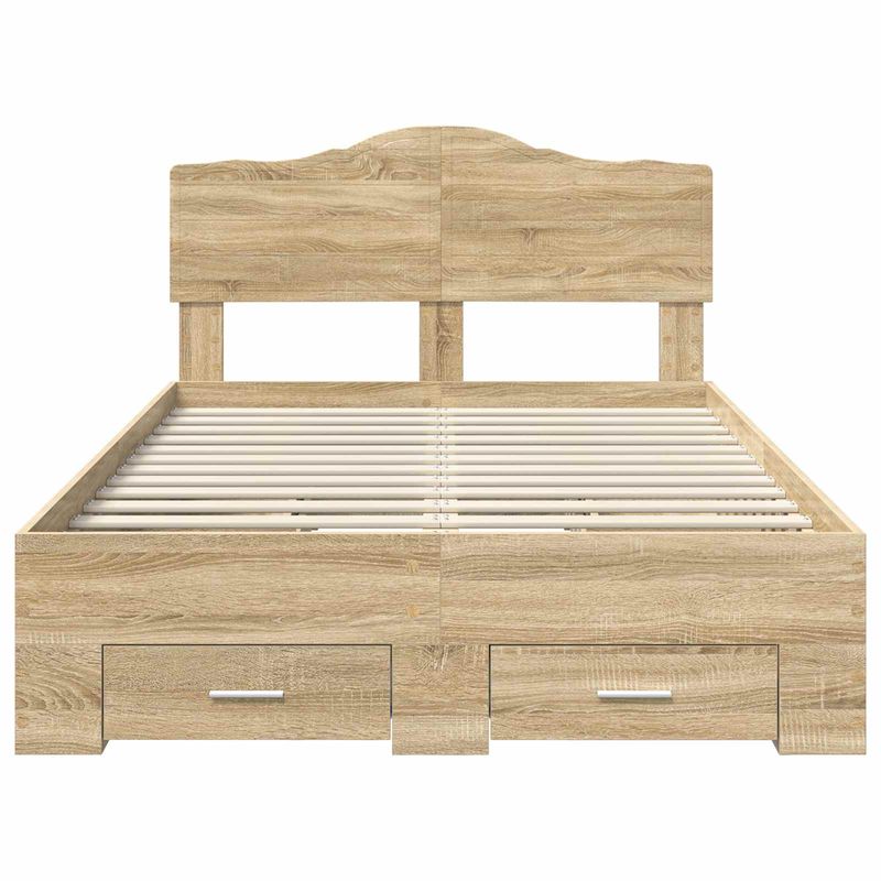 Casa si Gradina - Mobilier - Paturi si accesorii - Paturi - Cadru de pat cu sertar Stejar Sonoma 135 x 190 cm Lemn compozit - Infinity.ro