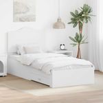 Casa si Gradina - Mobilier - Paturi si accesorii - Paturi - Cadru de pat cu headboard Alb 90 x 190 cm Lemn compozit - Infinity.ro
