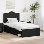 Casa si Gradina - Mobilier - Paturi si accesorii - Paturi - Cadru de pat cu headboard Negru 75 x 190 cm Lemn de pin masiv - Infinity.ro
