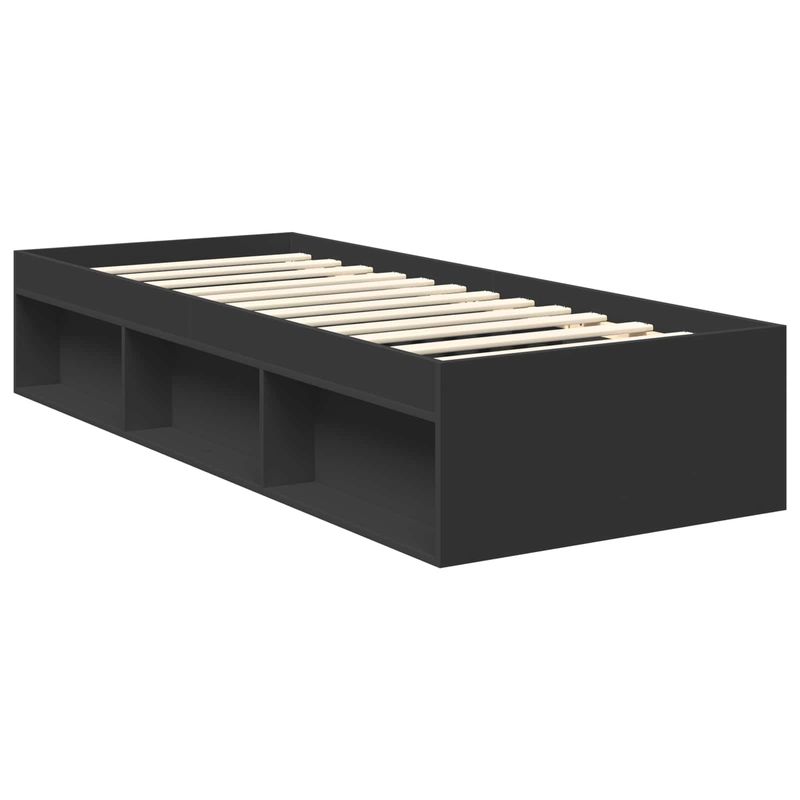 Casa si Gradina - Mobilier - Paturi si accesorii - Paturi - Cadru de pat cu headboard Negru 75 x 190 cm Lemn de pin masiv - Infinity.ro