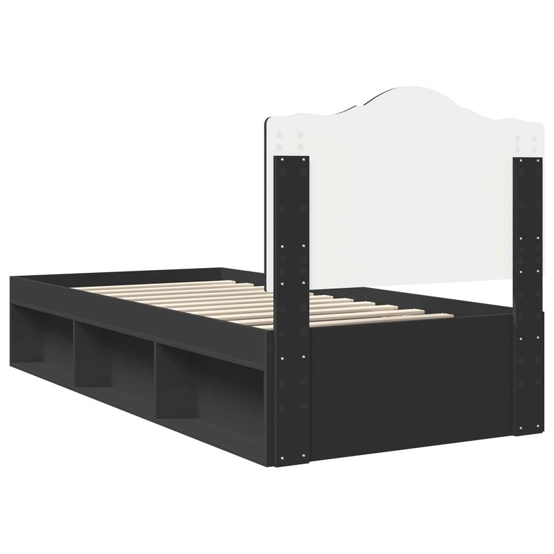Casa si Gradina - Mobilier - Paturi si accesorii - Paturi - Cadru de pat cu headboard Negru 75 x 190 cm Lemn de pin masiv - Infinity.ro