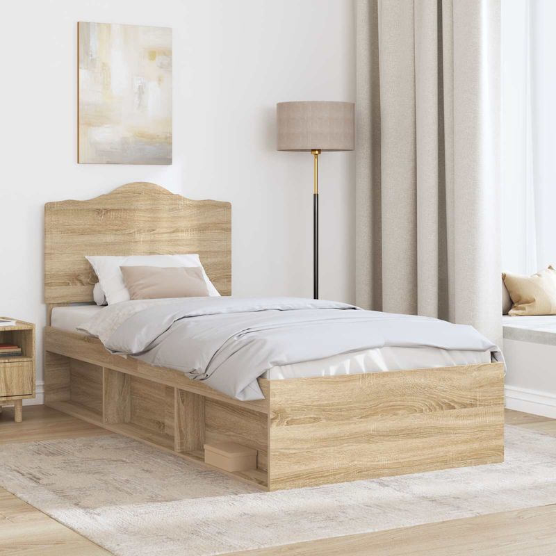 Casa si Gradina - Mobilier - Paturi si accesorii - Paturi - Cadru de pat Stejar Sonoma 75 x 190 cm Lemn de pin masiv - Infinity.ro