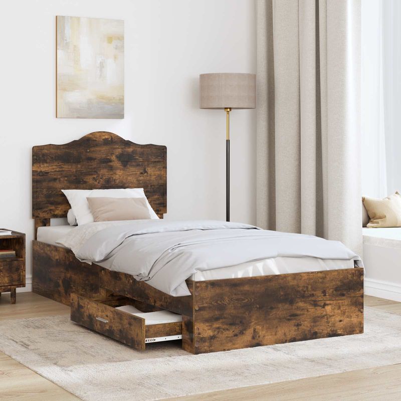 Casa si Gradina - Mobilier - Paturi si accesorii - Paturi - Cadru de pat Stejar fumuriu 100 x 200 cm Lemn compozit - Infinity.ro