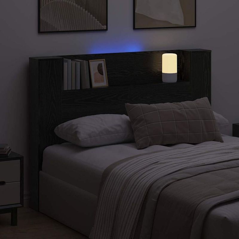 Casa si Gradina - Mobilier - Paturi si accesorii - Accesorii paturi - Tablie de pat cu LED, albastru, 83x16x78/88 cm, textil - Infinity.ro