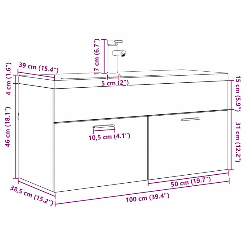 Casa si Gradina - Mobilier - Mobilier baie - Comode baie - Dulap de Baie Lemn Vechi 100 x 38,5 x 46 cm Lemn compozit - Infinity.ro