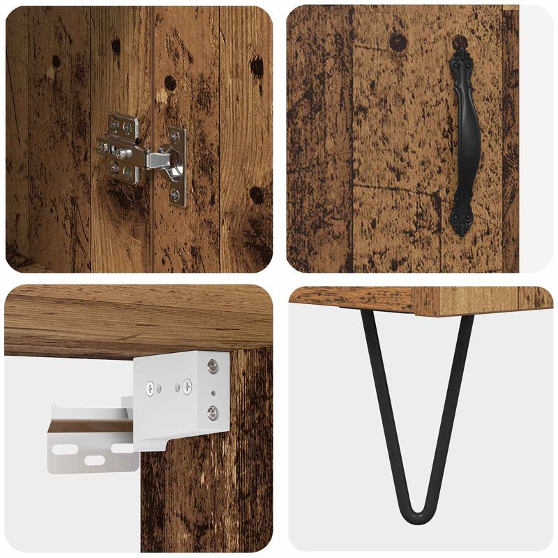 Casa si Gradina - Mobilier - Comode si corpuri - Comode - Bufet 2 pcs Lemn vechi Lemn tehnic si sticla - Infinity.ro