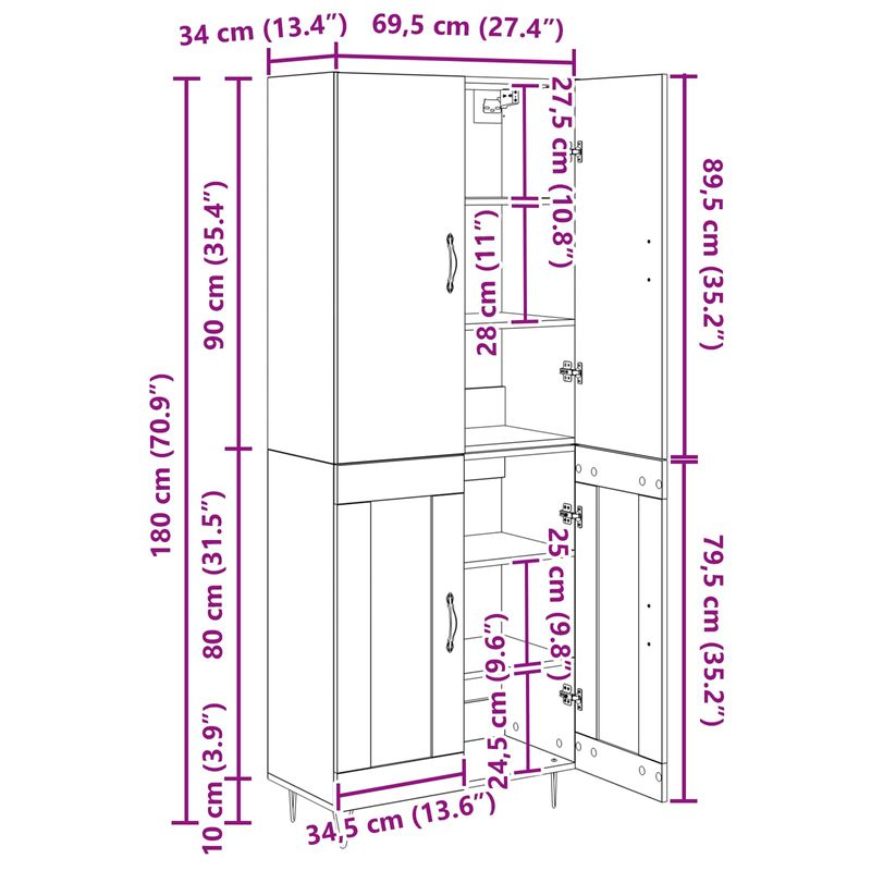 Casa si Gradina - Mobilier - Comode si corpuri - Comode - Bufet 2 pcs Lemn vechi Lemn tehnic si sticla - Infinity.ro