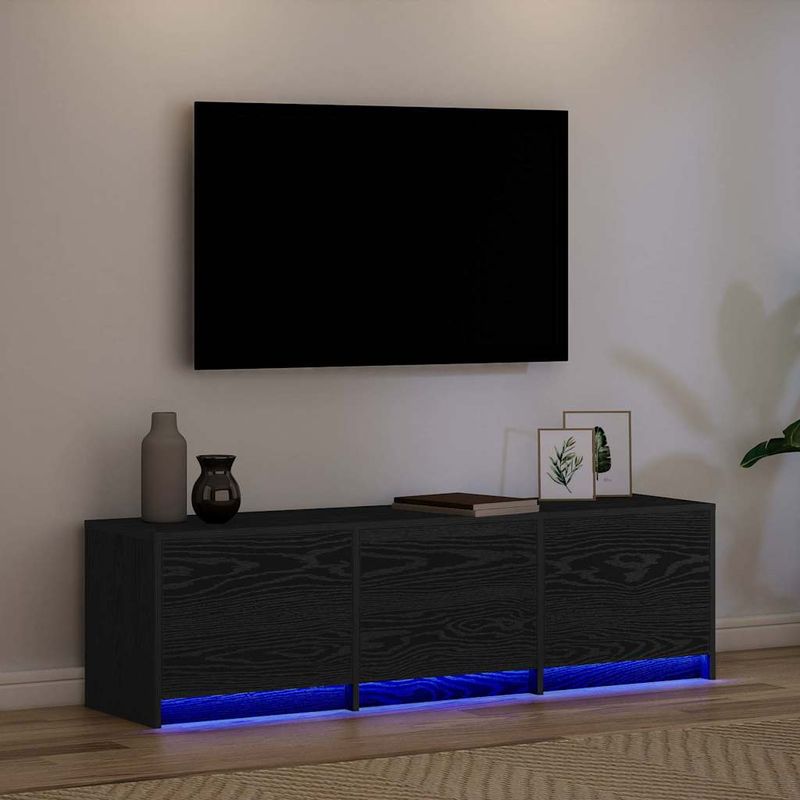 Casa si Gradina - Mobilier - Comode si corpuri - Comode - Dulap TV cu LED-uri Stejar Negru 140 x 34 x 40 cm Lemn compozit - Infinity.ro
