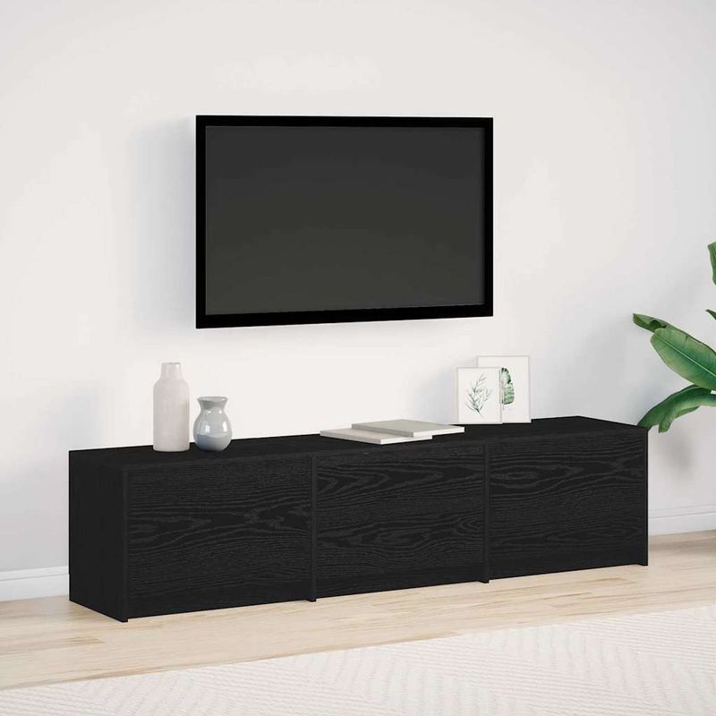 Casa si Gradina - Mobilier - Comode si corpuri - Comode - Dulap TV cu LED-uri Stejar Negru 162 x 34 x 40 cm Lemn compozit - Infinity.ro