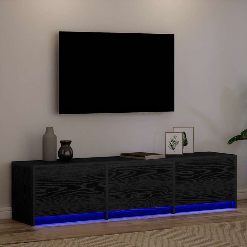 Casa si Gradina - Mobilier - Comode si corpuri - Comode - Dulap TV cu LED-uri Stejar Negru 162 x 34 x 40 cm Lemn compozit - Infinity.ro