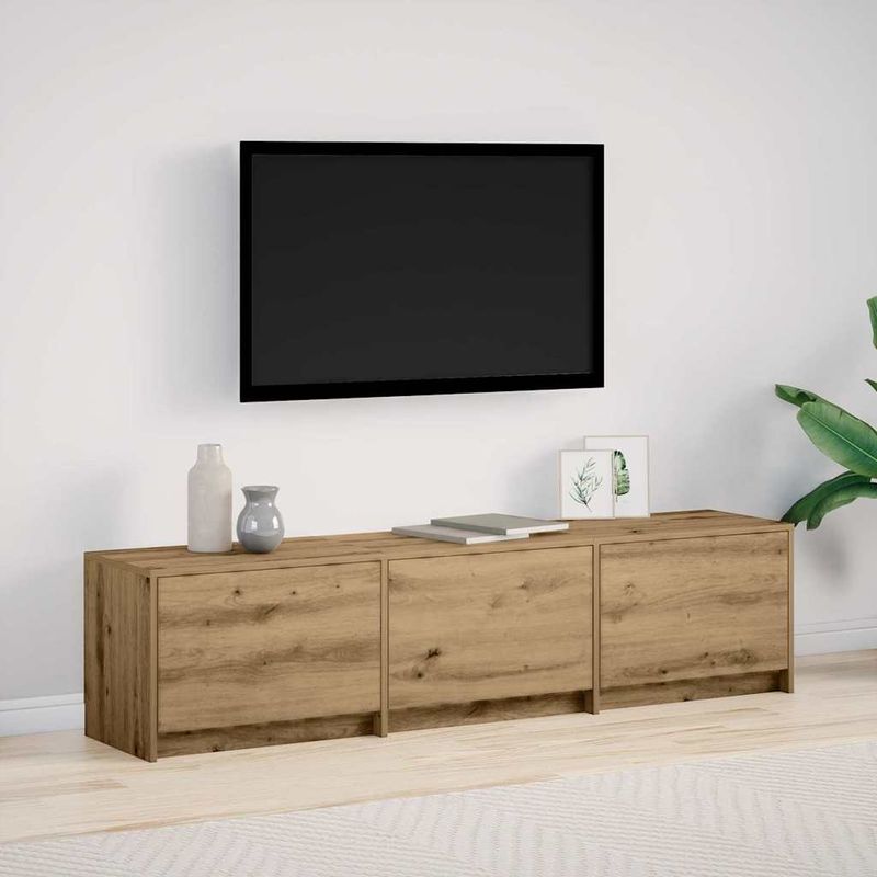 Casa si Gradina - Mobilier - Comode si corpuri - Comode - Dulap TV cu LED-uri cu sertar Stejar artizanal 162 x 34 x 40 cm - Infinity.ro