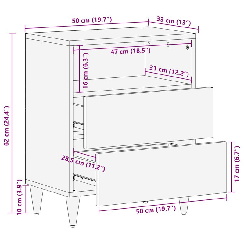 Casa si Gradina - Mobilier - Comode si corpuri - Noptiere - Noptiera Multicolour 50 x 33 x 60 cm Lemn de mango solid - Infinity.ro
