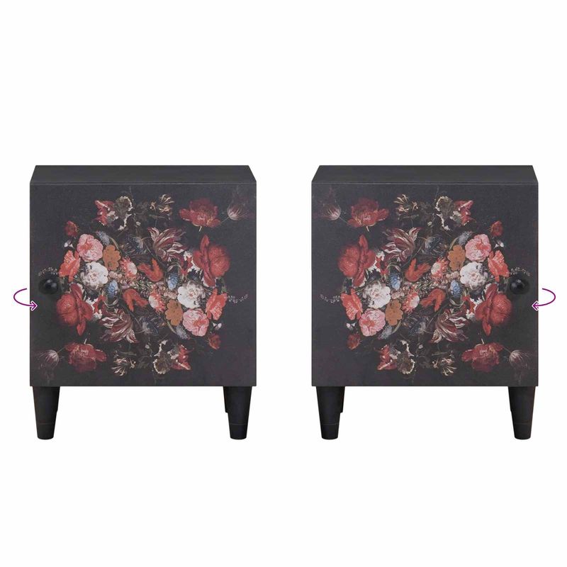 Casa si Gradina - Mobilier - Comode si corpuri - Noptiere - Noptiera cu usa Negru 40 x 33 x 46 cm Lemn de mango solid - Infinity.ro