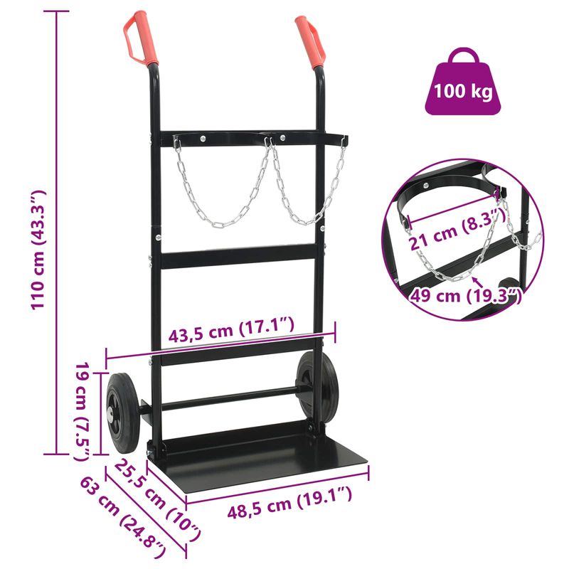 Casa si Gradina - Constructii - Depozitare, transport si protectie - Accesorii echipamente pentru transport si ridicat - Carucior manual Negru si rosu 63 x 43,5 x 110 cm Otel - Infinity.ro