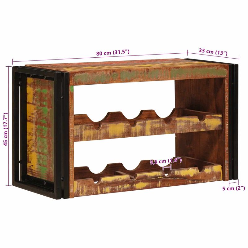 Casa si Gradina - Bucatarie si vesela - Accesorii bar - Carafe si decantoare - Raft pentru vin Maro 100 x 45 x 33 cm Lemn recuperat solid - Infinity.ro