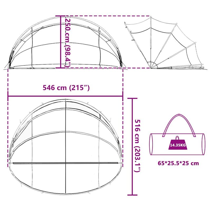 Casa si Gradina - Constructii - Scari si accesorii interioare - Alte accesorii pentru piscine - Dom pentru piscina Manual albastru 546 x 516 x 250 cm - Infinity.ro